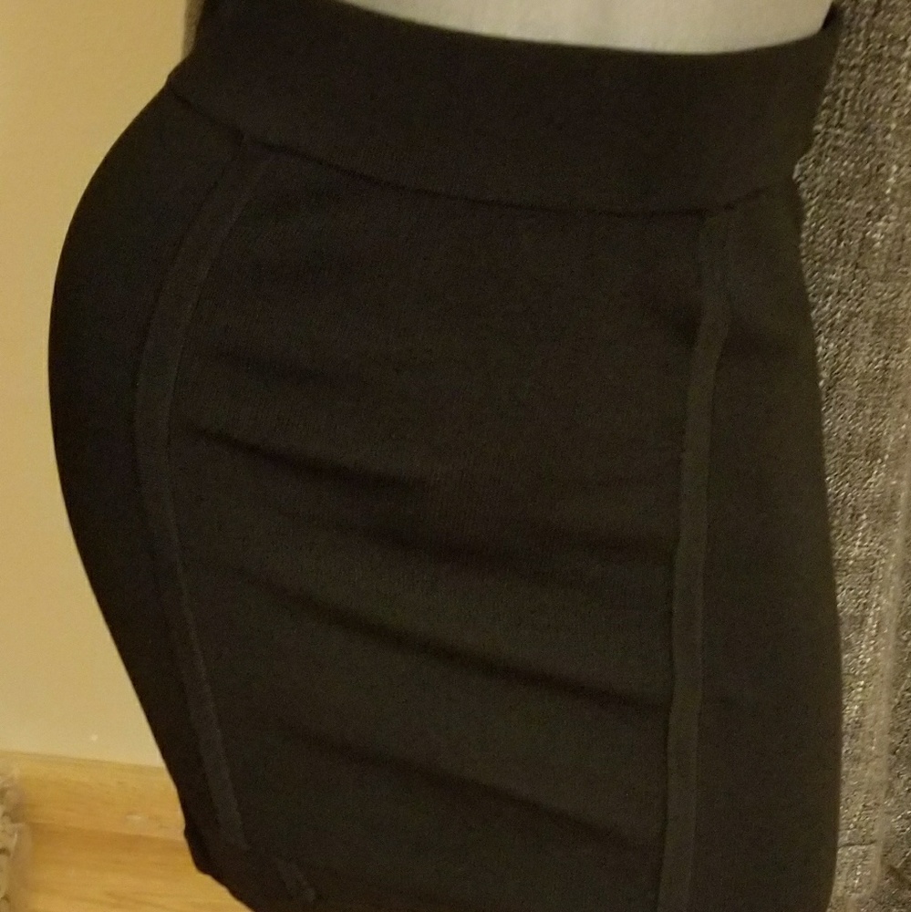 Bebe Bandage High Waist Black Mini Skirt Size XS